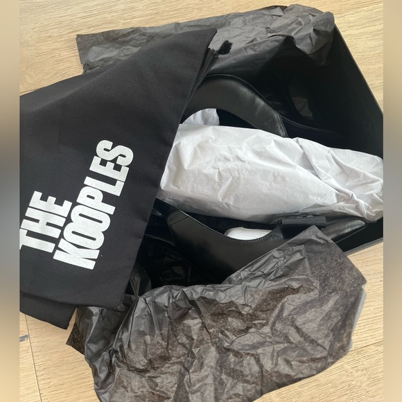 NIB The Kooples Black Leather Slingback Pumps 38 / 7